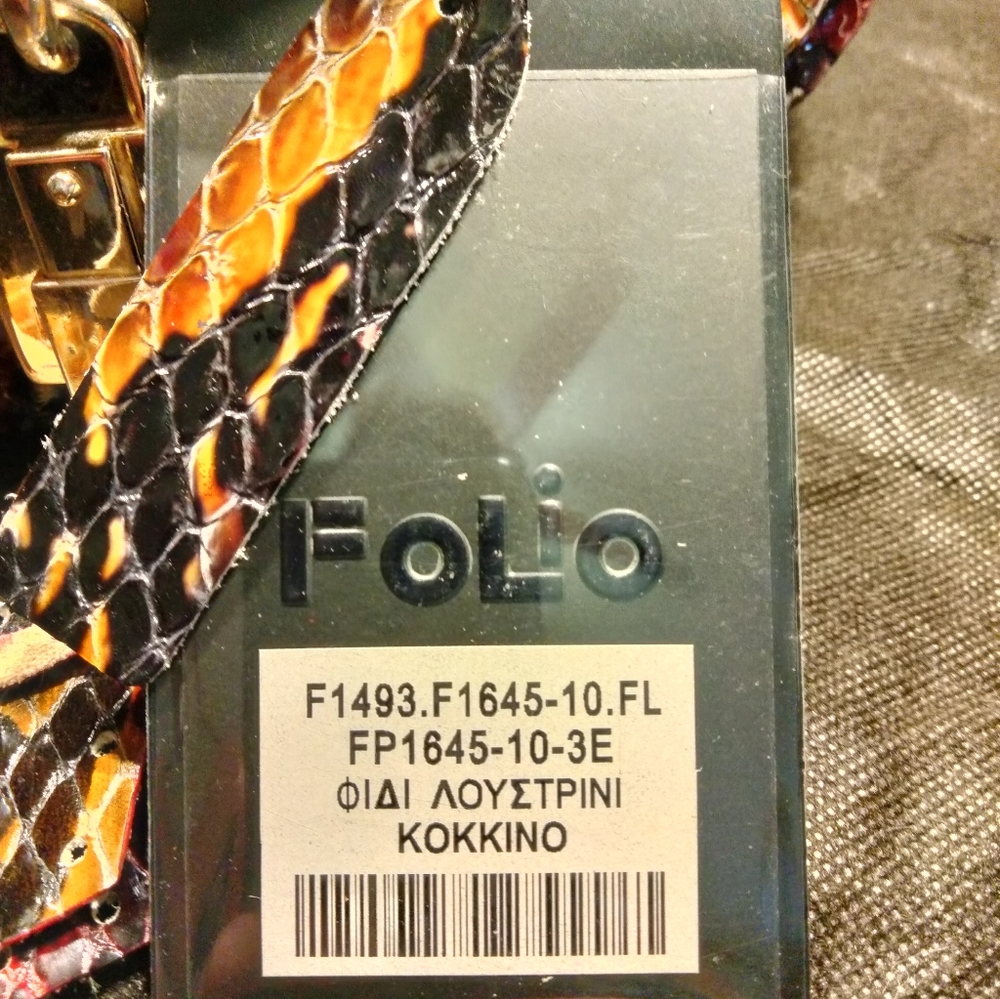 Folio Leather Python Print Hanbag - image 3
